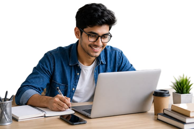 Graduate learner using AI tools to prepare for career opportunities